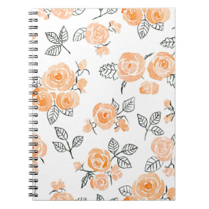 Nahtlose Aquarell- und Farbmuster mit Rose und Notizblock