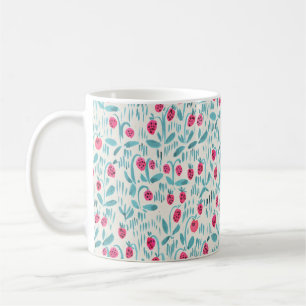 Nahtlose Aquarellblütenmuster auf Papiertextur Kaffeetasse