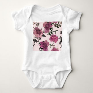 Nahtlose Aquarellfarben-Blume Illustrationsmuster Baby Strampler