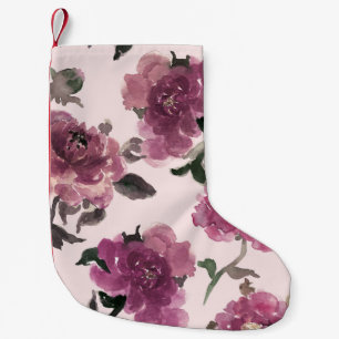 Nahtlose Aquarellfarben-Blume Illustrationsmuster Kleiner Weihnachtsstrumpf