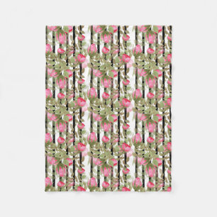 Nahtlose Aquarellfarben Blume Rosa Rosen Blumenrom Fleecedecke