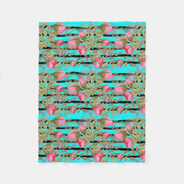 Nahtlose Aquarellfarben Blume Rosa Rosen Blumenrom Fleecedecke (Vorderseite)