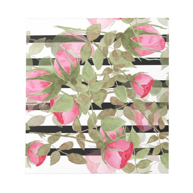 Nahtlose Aquarellfarben Blume Rosa Rosen Blumenrom Notizblock (Vorderseite)