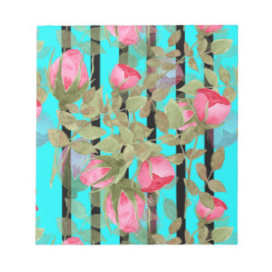 Nahtlose Aquarellfarben Blume Rosa Rosen Blumenrom Notizblock