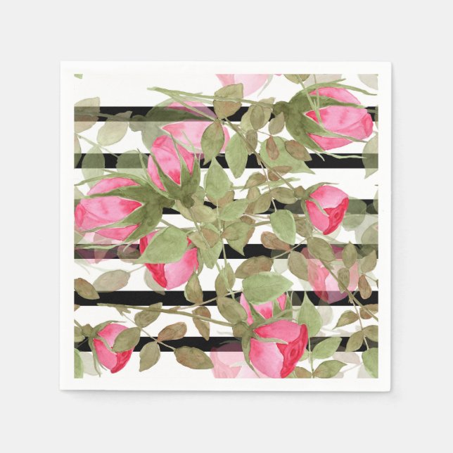 Nahtlose Aquarellfarben Blume Rosa Rosen Blumenrom Serviette (Vorderseite)