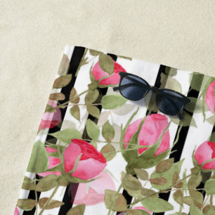 Nahtlose Aquarellfarben Blume Rosa Rosen Blumenrom Strandtuch