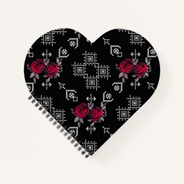 Nahtlose Aquarellfarben-rote Rosen Blume Notizbuch (Vorderseite)