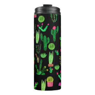 Nahtlose Aquarellkaktusmuster-Backgro-Pflanze Thermosbecher