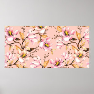 Nahtlose Aquarellmuster mit Ästen von Magno Poster