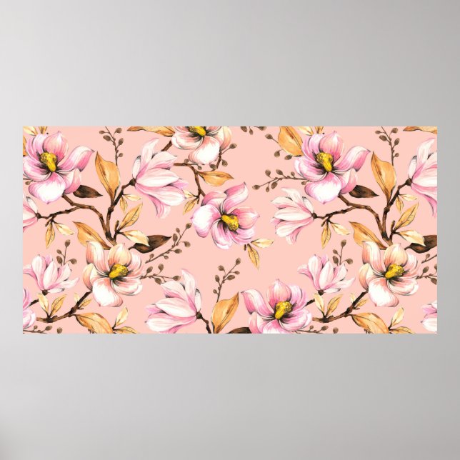 Nahtlose Aquarellmuster mit Ästen von Magno Poster (Vorne)