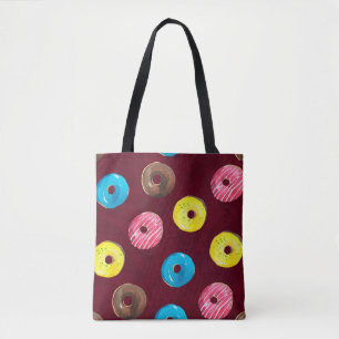 Nahtlose Aquarellmuster mit Donuts auf Ruby