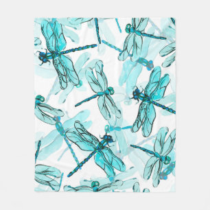Nahtlose Aquarellmuster mit eleganter Libelle Fleecedecke