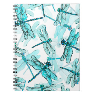 Nahtlose Aquarellmuster mit eleganter Libelle Notizblock