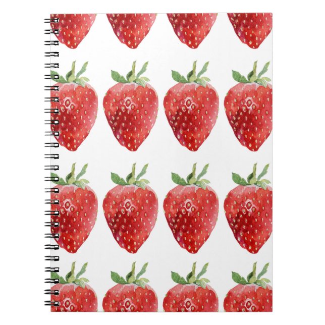 Nahtlose Aquarellmuster mit Erdbeeren  Notizblock (Vorderseite)