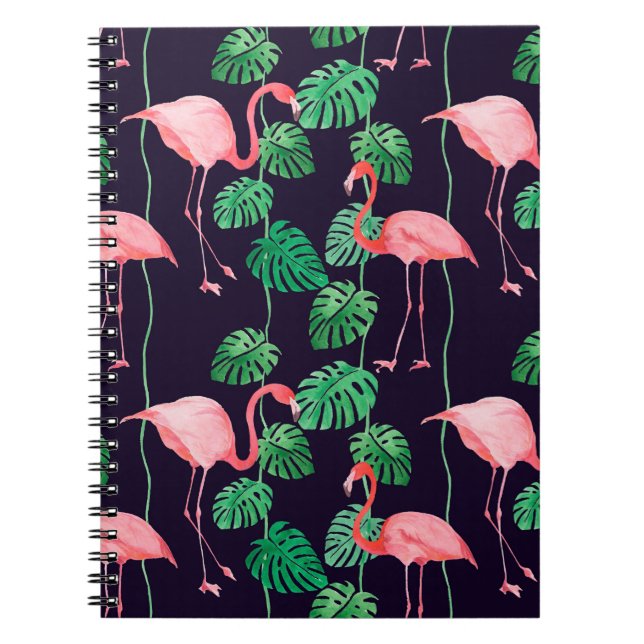 Nahtlose Aquarellmuster mit Flamingo Notizblock (Vorderseite)
