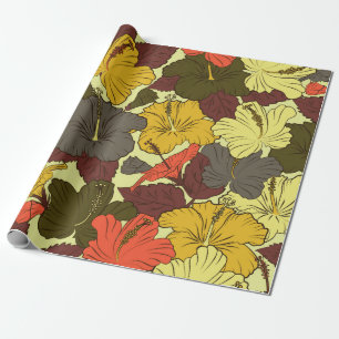 Nahtlose Aquarellmuster mit Hibiskus-Blume  Geschenkpapier