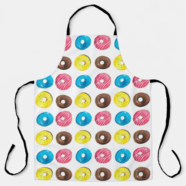 Nahtlose Aquarellmuster mit kleinen Donuts Schürze (Vorderseite)