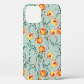 Nahtlose Aquarellmuster mit Pfirsichen und Verzwei Case-Mate iPhone Hülle