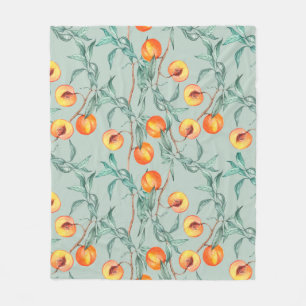 Nahtlose Aquarellmuster mit Pfirsichen und Verzwei Fleecedecke