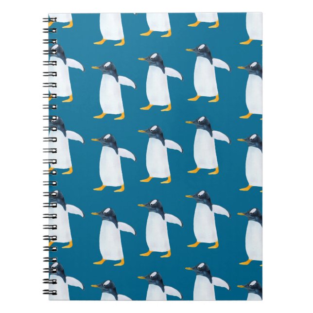 Nahtlose Aquarellmuster mit Pinguin Notizblock (Vorderseite)
