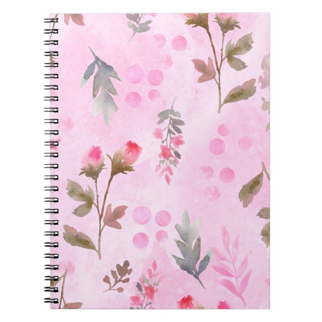 Nahtlose Aquarellmuster mit Rosebu Notizblock (Vorderseite)