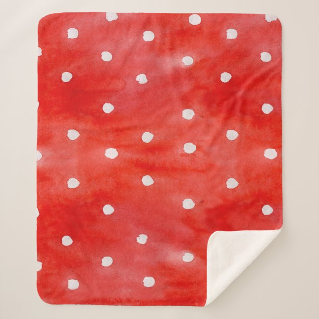 Nahtlose Aquarellmuster rote Polka-Punkte Sherpadecke (Vorderseite)