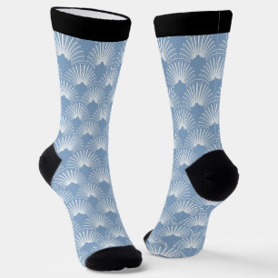 Nahtlose Art-Deko-Muster blau-weiß Socken