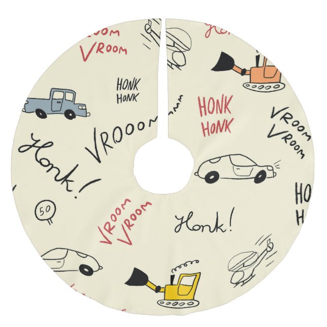 Nahtlose Autokizzen: Kinderblatt Polyester Weihnachtsbaumdecke (Vorderseite)