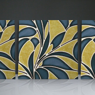 Nahtlose Bio Muster in Blau und Gelb Fliese