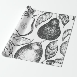 Nahtlose Birnen-Muster. Handgezogener Vintager Gar Geschenkpapier