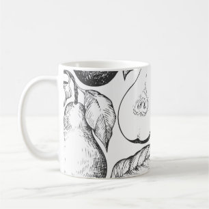 Nahtlose Birnen-Muster. Handgezogener Vintager Gar Kaffeetasse