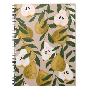 Nahtlose Birnen-Muster. Schönes, elegantes Vintage Notizblock