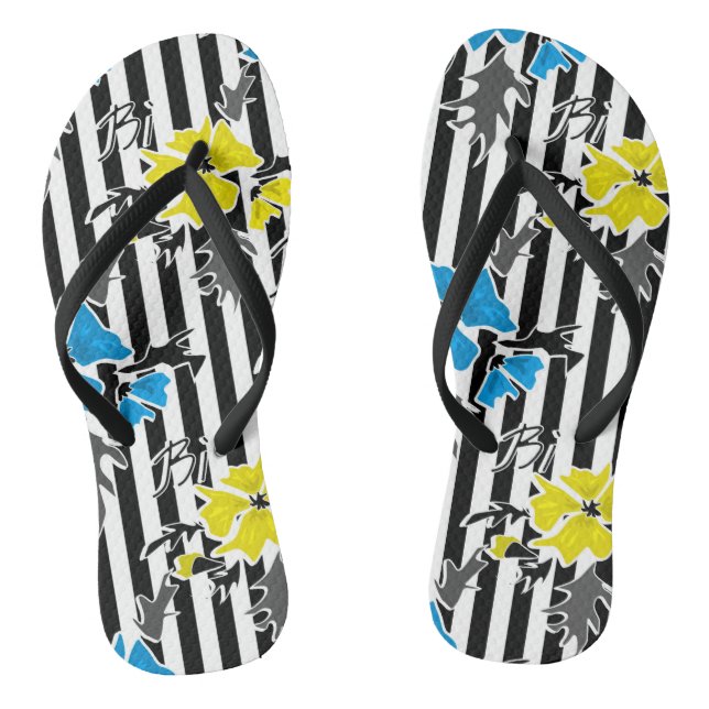 Nahtlose bläulich-gelbe Blumen graue Blätter. Flip Flops (Fußbett)