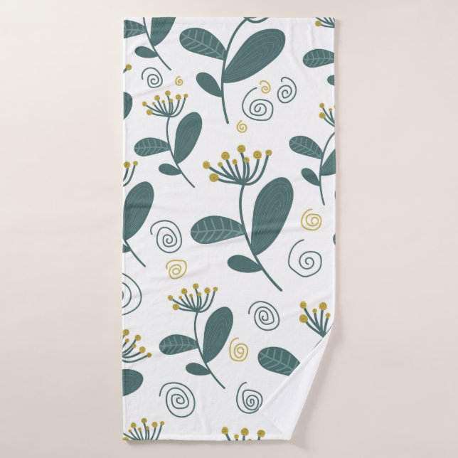Nahtlose Blume im skandinavischen Stil. Badehandtuch (Badehandtuch)