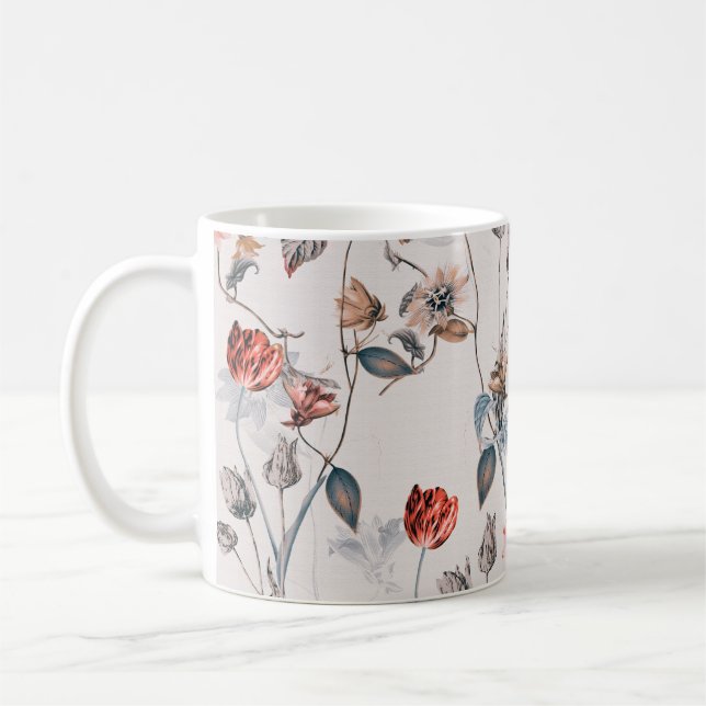 nahtlose Blume mit heller Hintergrundblume Kaffeetasse (Links)