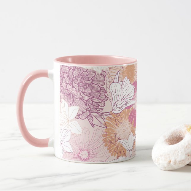 Nahtlose Blume Tasse (Mit Donut)