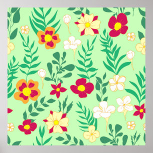Nahtlose Blume und hinterlassene Innendekoration Poster