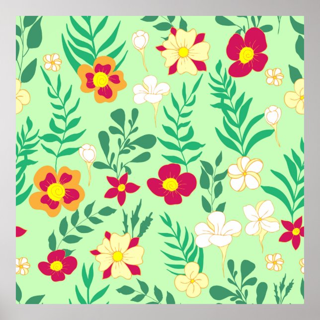 Nahtlose Blume und hinterlassene Innendekoration Poster (Vorne)