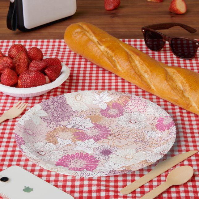 Nahtlose Blumen  Pappteller (Picknick)
