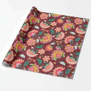Nahtlose, blumengeschmückte Vintage Klassik mit Vi Geschenkpapier