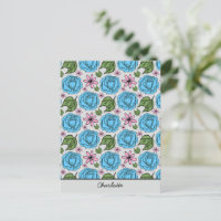 Nahtlose Blumenmuster, blau und rosa, personalisie