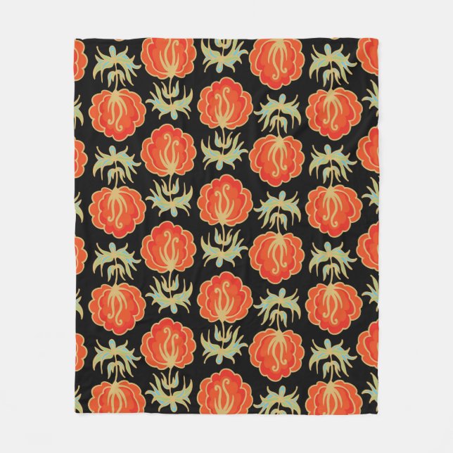 Nahtlose Blumenmuster Fleecedecke (Vorderseite)