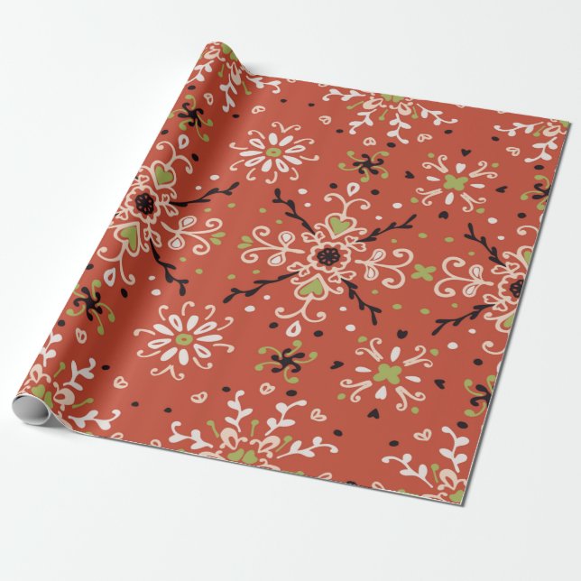 Nahtlose Blumenmuster Folk farbige Blume und  Geschenkpapier (Ungerollt)