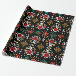 Nahtlose Blumenmuster Folk farbige Blume und Geschenkpapier