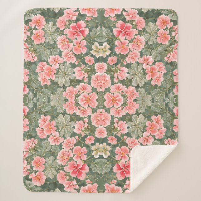 Nahtlose Blumenmuster Geranium-Blume Sherpadecke (Vorderseite)