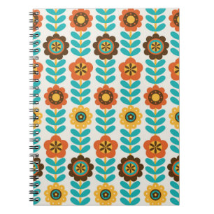 Nahtlose Blumenmuster-Gestaltung. Vintage Illustra Notizblock