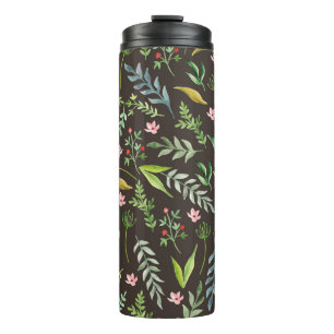 Nahtlose Blumenmuster. Handgezeichnete Aquarellfar Thermosbecher