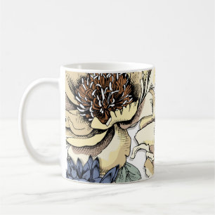 Nahtlose Blumenmuster. Hydrangea, Peony, wildf Kaffeetasse