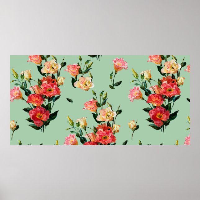 Nahtlose Blumenmuster im viktorianischen Stil. Bou Poster (Vorne)