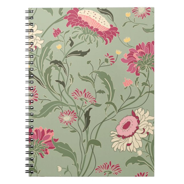 Nahtlose Blumenmuster im Volksstil mit Wildflo Notizblock (Vorderseite)